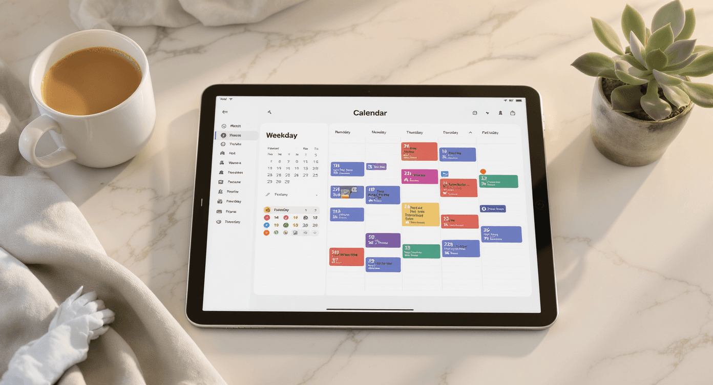 Content calendar showing scheduled social media posts